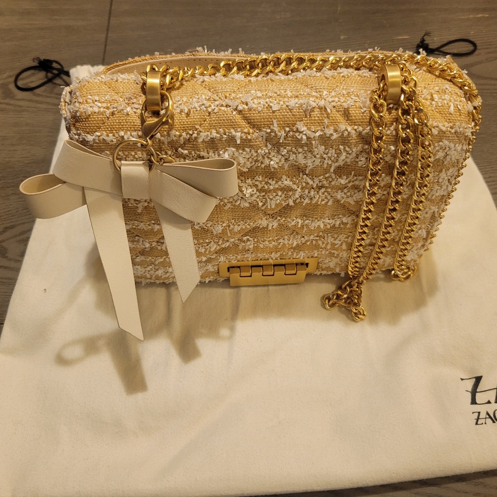 ZAC Zac Posen Gold and White Crossbody Bag